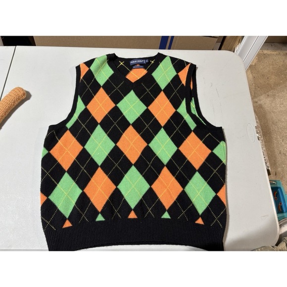 Vintage Polo Golf Ralph Lauren Mens Argyle Sweater Vest XL Merino Wool